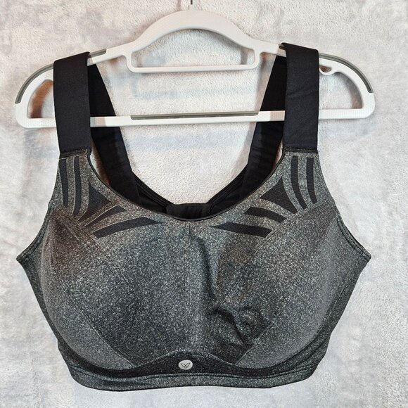 Livi Active Molded Underwire Sports Bra Womens 40F Black Gray High Support - Picture 1 of 15